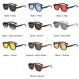 Vintage double bridges men’s square sunglasses with clear ocean lenses, UV400 protection, rivet details, stylish eyewear for women