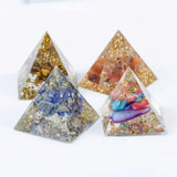 1set(7pcs) Orgonite Pyramid Natural Mixed Crystal Chips Chakra Healing Stone Desk Decor Meditation Ornament Home Decoration