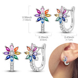 925 sterling silver hoop earrings with zirconia stones, hypoallergenic jewelry for women and girls
