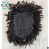 Afro kinky curly drawstring ponytail human hair extensions, 3C 4A natural black hairpiece by HSF Marketplace
