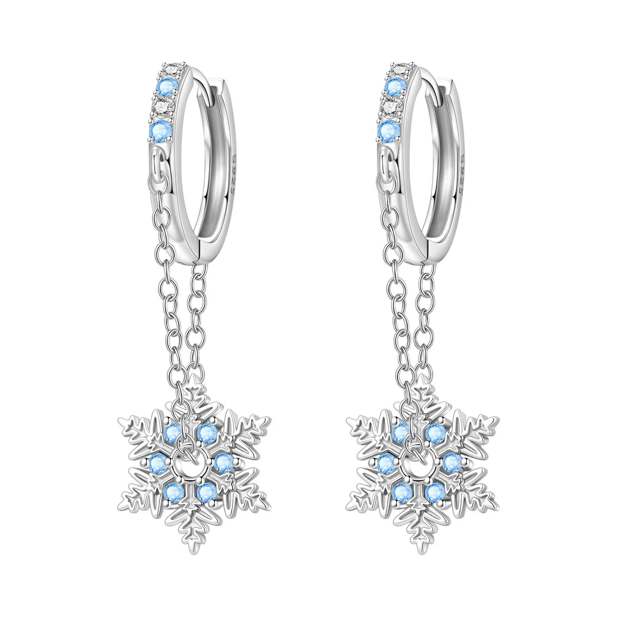 925 sterling silver Christmas dangle earrings for women with festive holiday design by HSF Marketplace