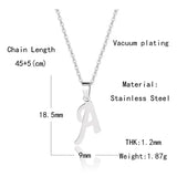 Shiny stainless steel initial letter pendant necklace for women, featuring a simple clavicle chain choker jewelry style.
