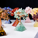 1pc Natural Crystal Tree Ornament Resin Pyramid Base Crystal Crushed Stone Fortune Tree Home Office Decoration Holiday Gift