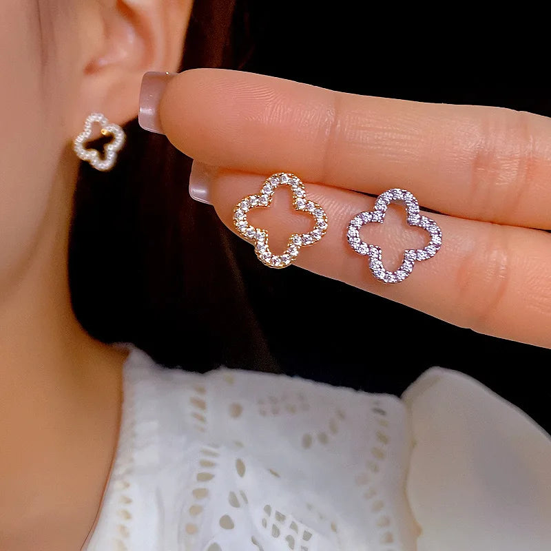 HSF Marketplace four leaf clover hollow earrings for women, simple 2025 trend jewelry design