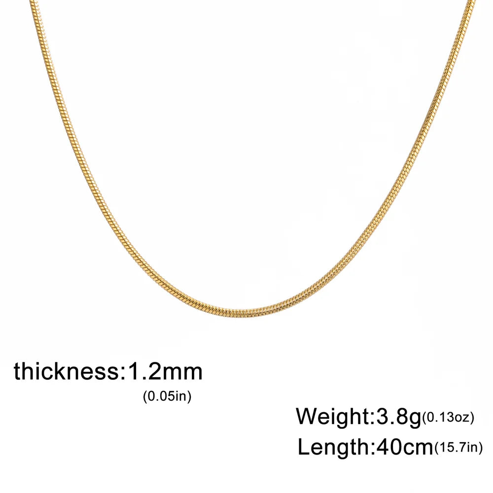 Stainless steel round snake chain necklace for unisex fashion by HSF Marketplace