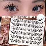 No Glue Self-Adhesive False Eyelashes - Dramatic Volume Natural Wispy Winged Fox Eye Manga Style Fluffy Cat Eye Lashes 7-12mm