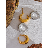 Geometric stainless steel hoop earrings for women by HSF Marketplace