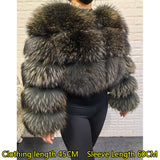 Women's luxury thick real raccoon fur coat in plus sizes, full-length design with a plush textured finish