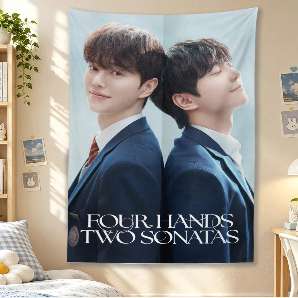 Four Hands Two Sonatas Kdrama tapestry, HSF Marketplace K-Culture wall decor