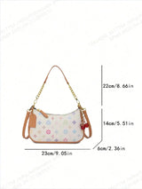 Pink crescent shoulder bag with star and letter details, HSF Marketplace women's handbag