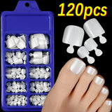 HSF Marketplace pink French tip press-on toenails, square short glossy false toe nails set, 120-piece box