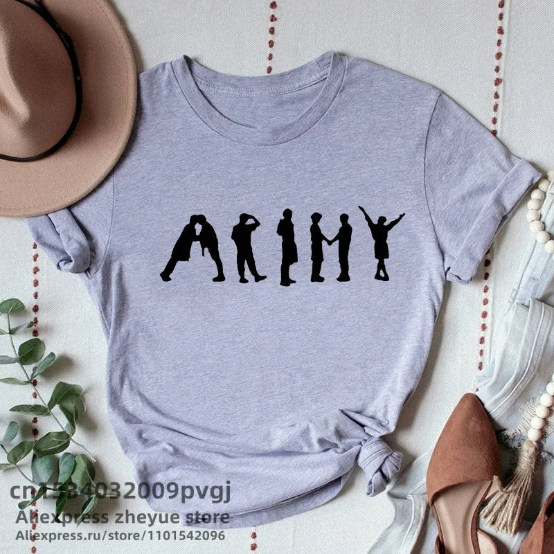 Korean style aesthetic women's T-shirt, K-culture streetwear fashion design by HSF Marketplace
