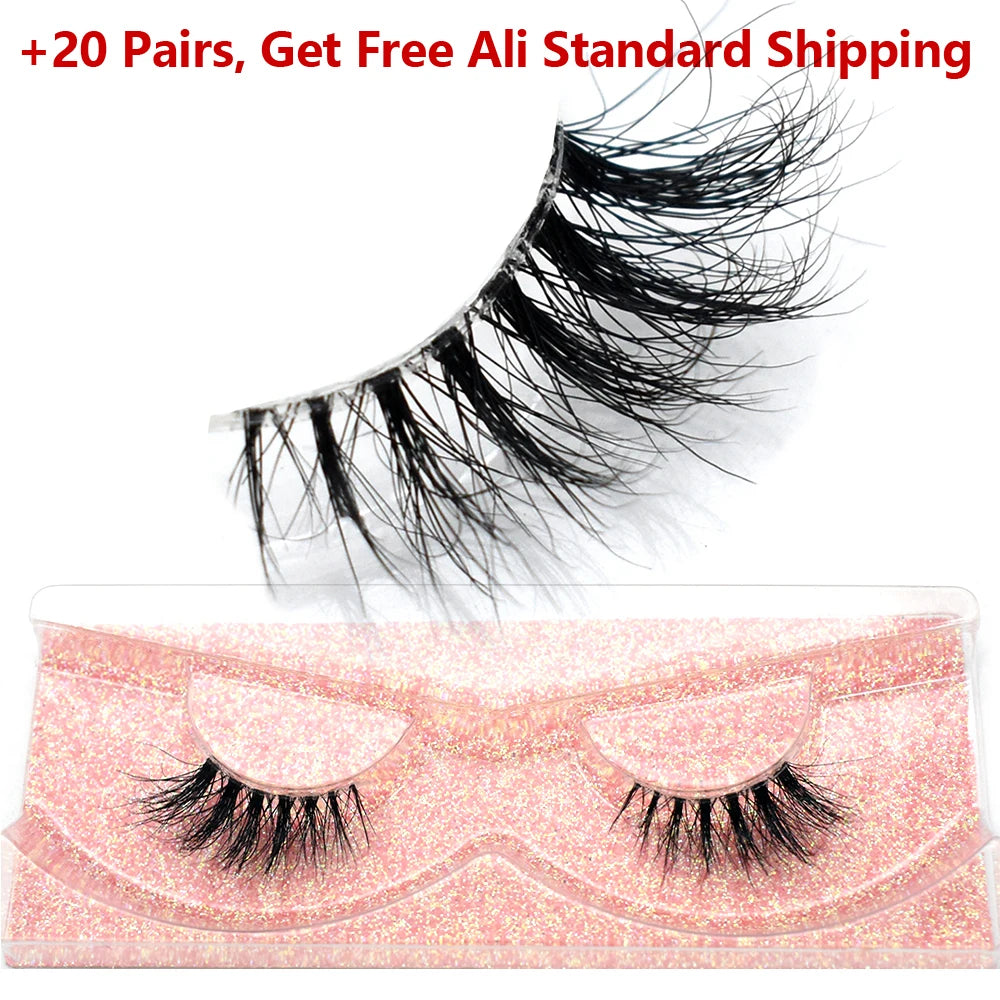 3D Mink Half Eye Lashes Natural Lightweight Short Fake Eyelashes Soft Fluffy Clear Band Strip Mink Lashes Extension