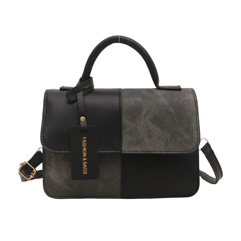 Elegant women's handbag by HSF Marketplace with geometric pattern, crossbody and shoulder straps, snap closure, stylish everyday accessory.