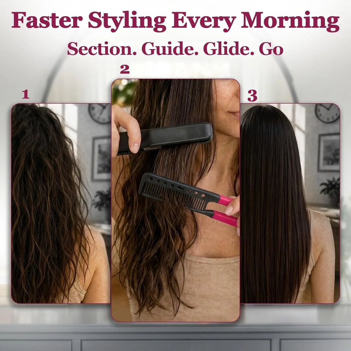 HSF Marketplace 2-in-1 hair comb and heat-resistant tongs, 10-pack styling tools