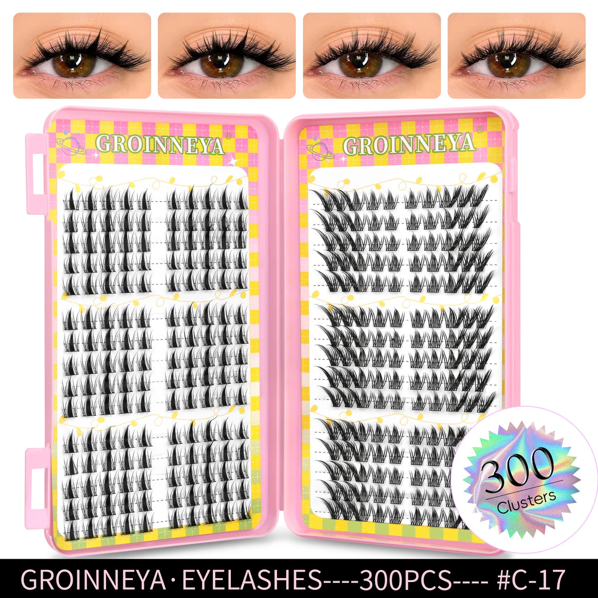 Natural eyelash clusters, 320-piece volume mixed tray false lashes by HSF Marketplace