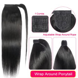Silky straight human hair drawstring ponytail extension clip-in hairpiece for women, HSF Marketplace