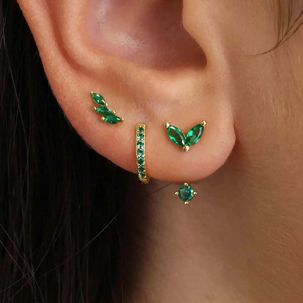 3 pairs of zircon little huggies hoop earrings in stainless steel, including unique cartilage piercing earrings