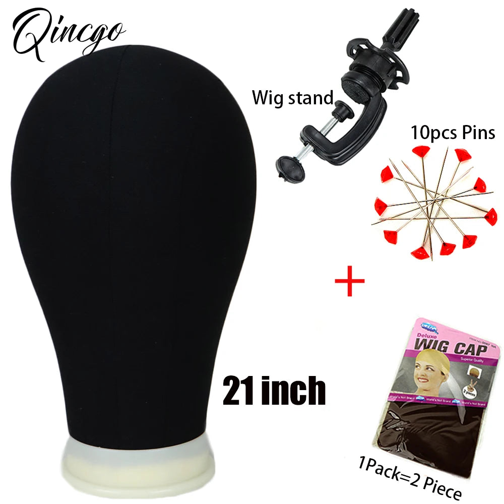 Wig Stand Tripod & Canvas Block Wig Head Adjustable Hairdresser Training Head Stand Set For Wig Display Styling Salon Home Used