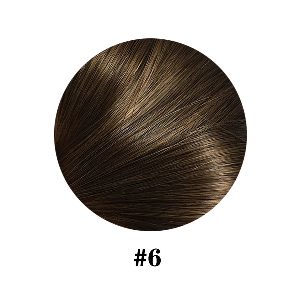 Straight clip-in human hair extensions, natural black double-weft set with 18 clips for women