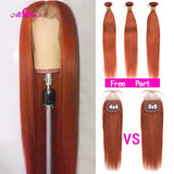 5x5 Closure With Human Hair Bundles Ali Coco Orange Ginger Bundles With Closure Brazilian Human Hair Bundles With Closure Remy