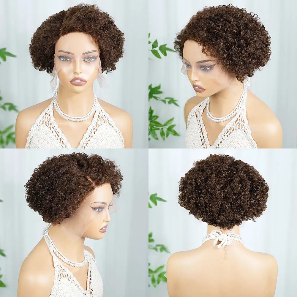 Brown curly wave lace front wig for women, short Remy human hair by HSF Marketplace