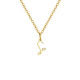 Gold plated dainty heart initial necklace for women featuring waterproof stainless steel monogram A-Z letter pendant.