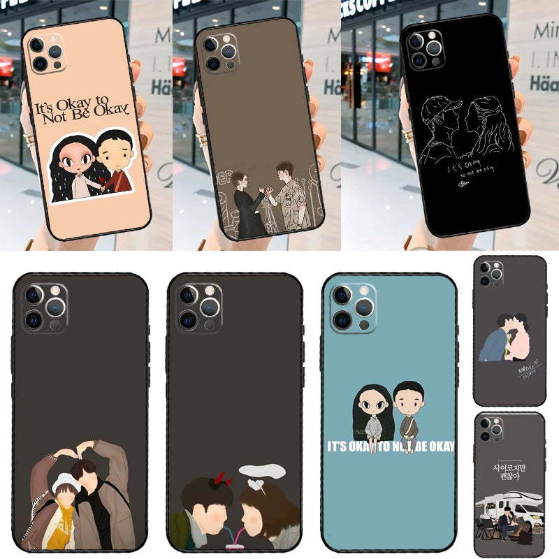It Is Okay To Not Be Okay Korean drama iPhone case by HSF Marketplace with character artwork