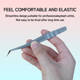 LUKATME Eyelash Tweezer Anti-Slip Fiber Tip Eyelash Extension Tools Stainless Steel Professional Precision Tweezer for Makeup
