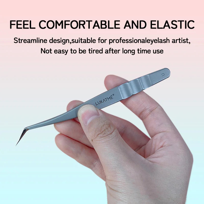 LUKATME Eyelash Tweezer Anti-Slip Fiber Tip Eyelash Extension Tools Stainless Steel Professional Precision Tweezer for Makeup