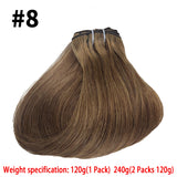 HSF Marketplace straight clip-in hair extensions, 120g full head set, 8 pieces, 100% human hair in natural black