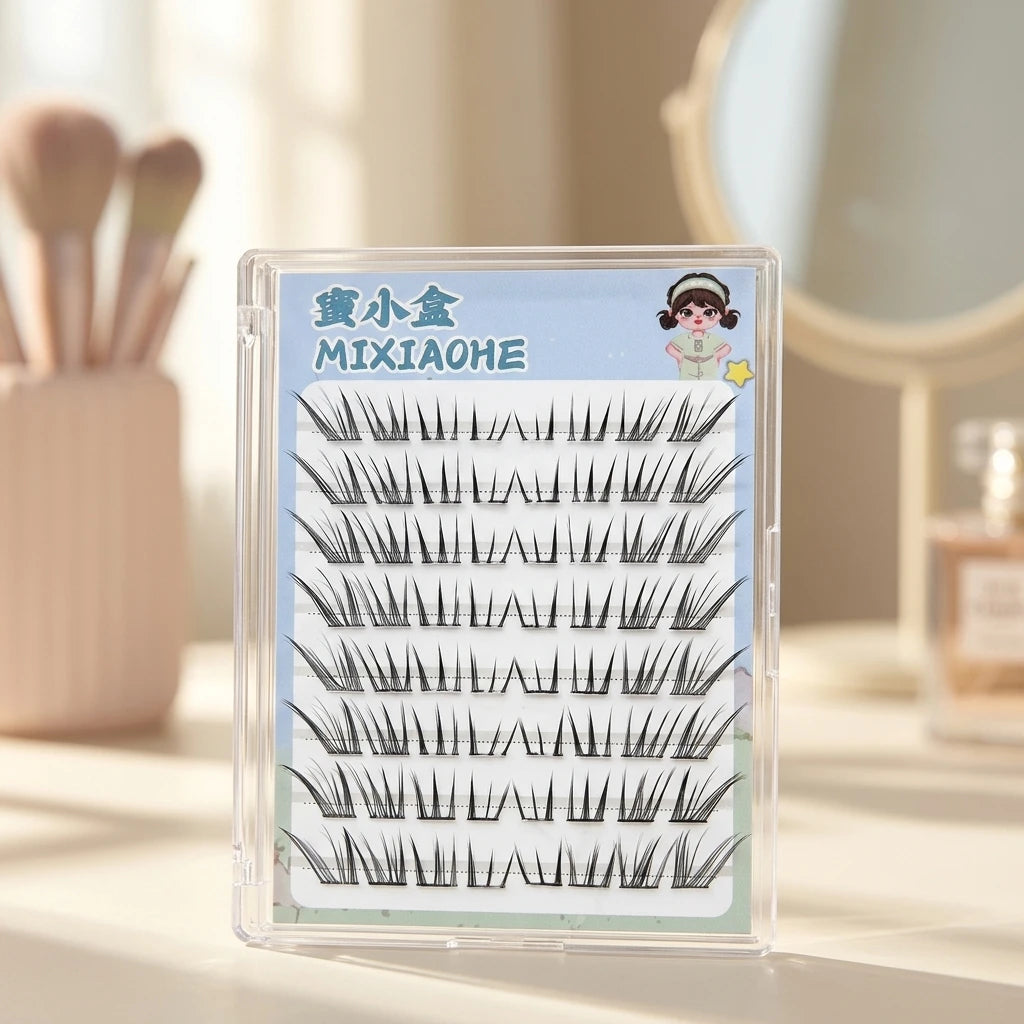 Slelf Adhensive Glue Free Lashes Foxes Style End Eye Elongated False Eyelash 8-15mm Segmented Eyelash Extensions For Daily
