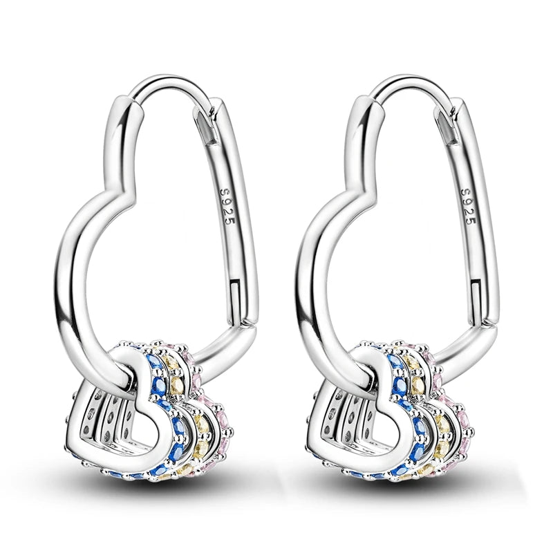 925 sterling silver hoop earrings with sparkling zirconia stones, hypoallergenic jewelry for women and girls