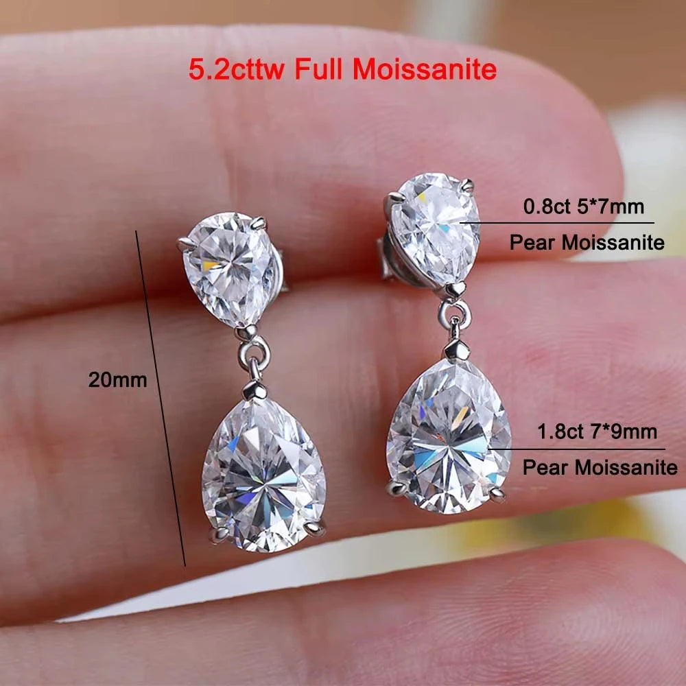 Moissanite waterdrop drop earrings in 925 sterling silver, HSF Marketplace jewelry set