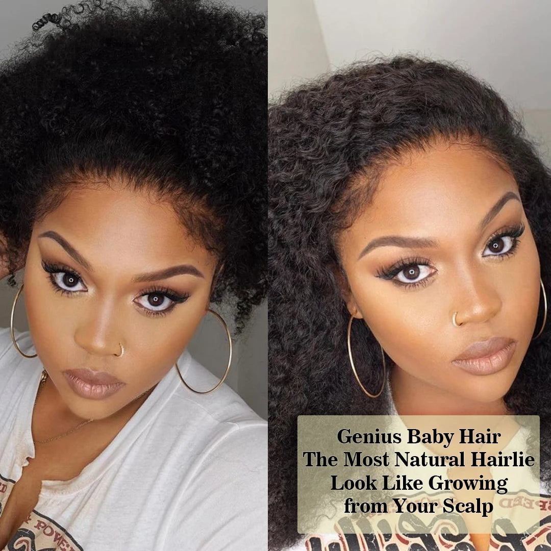 Afro Kinky Curly Glueless Wigs Human Hair 4C Edges 13x6 Lace Frontal Wig Wear Go 4x4 HD Lace Closure Wigs For Women Preplucked