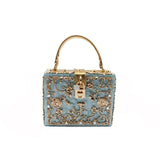 Acrylic dinner bag with engraved metal and diamond accents by HSF Marketplace