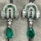 WUIHA Vintage 925 Sterling Silver Pear Cut Emerald Gemstones Drop Dangle Earrings Anniversary Gift Fine Jewelry Drop Shipping