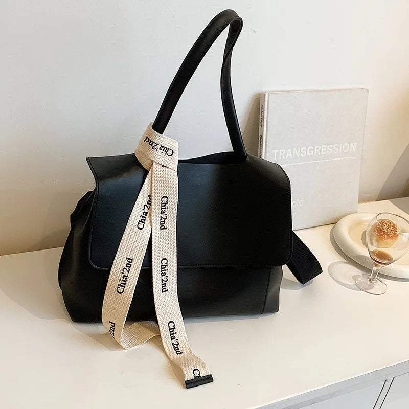 Large capacity HSF Marketplace women's tote bag with high-quality PU leather, shoulder strap, luxury design, and fashionable style