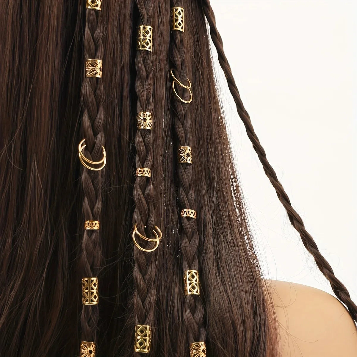 80pcs Hollow Out Hair Ring DIY Hair style Hair Accessories Loc Hair Jewelry for Braids Dread Locks Hair Braiding Metal Cuffs