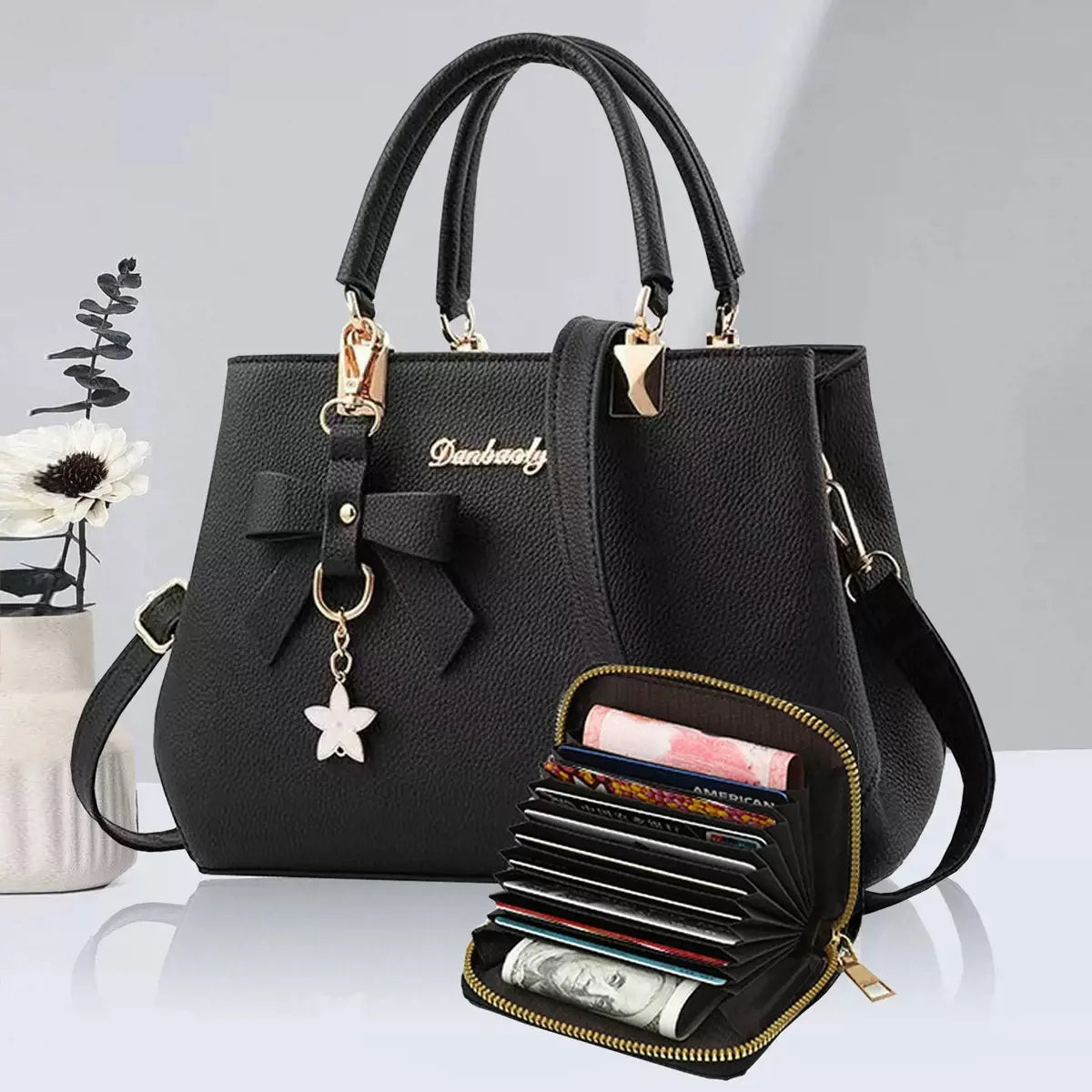 Korean trendy autumn winter bow shoulder bag for women, portable messenger style, spacious mother bag by HSF Marketplace.