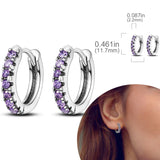 925 sterling silver hoop earrings with zirconia, hypoallergenic jewelry for women and girls