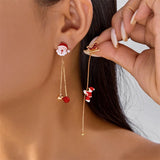 Moving Santa Claus tassel dangle earrings, festive Christmas jewelry by HSF Marketplace