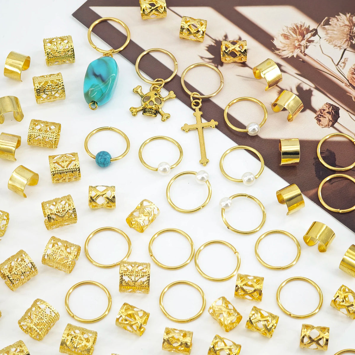 79-piece gold hair jewelry clips for dreadlocks and braids by HSF Marketplace