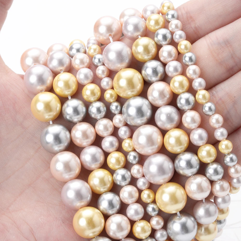 Natural freshwater shell pearls beads for jewelry making and hair styling tools, assorted pearl shapes and colors