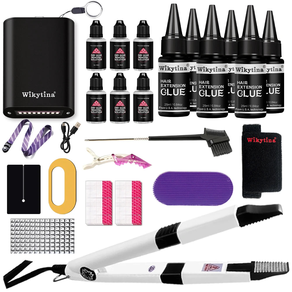 Advanced V Light Hair Extension Tools Kit with UV Glue Hair Extension Machine for Professional and Home Use