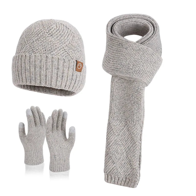 HSF Marketplace winter knitted hat, scarf, and gloves set for cold weather protection