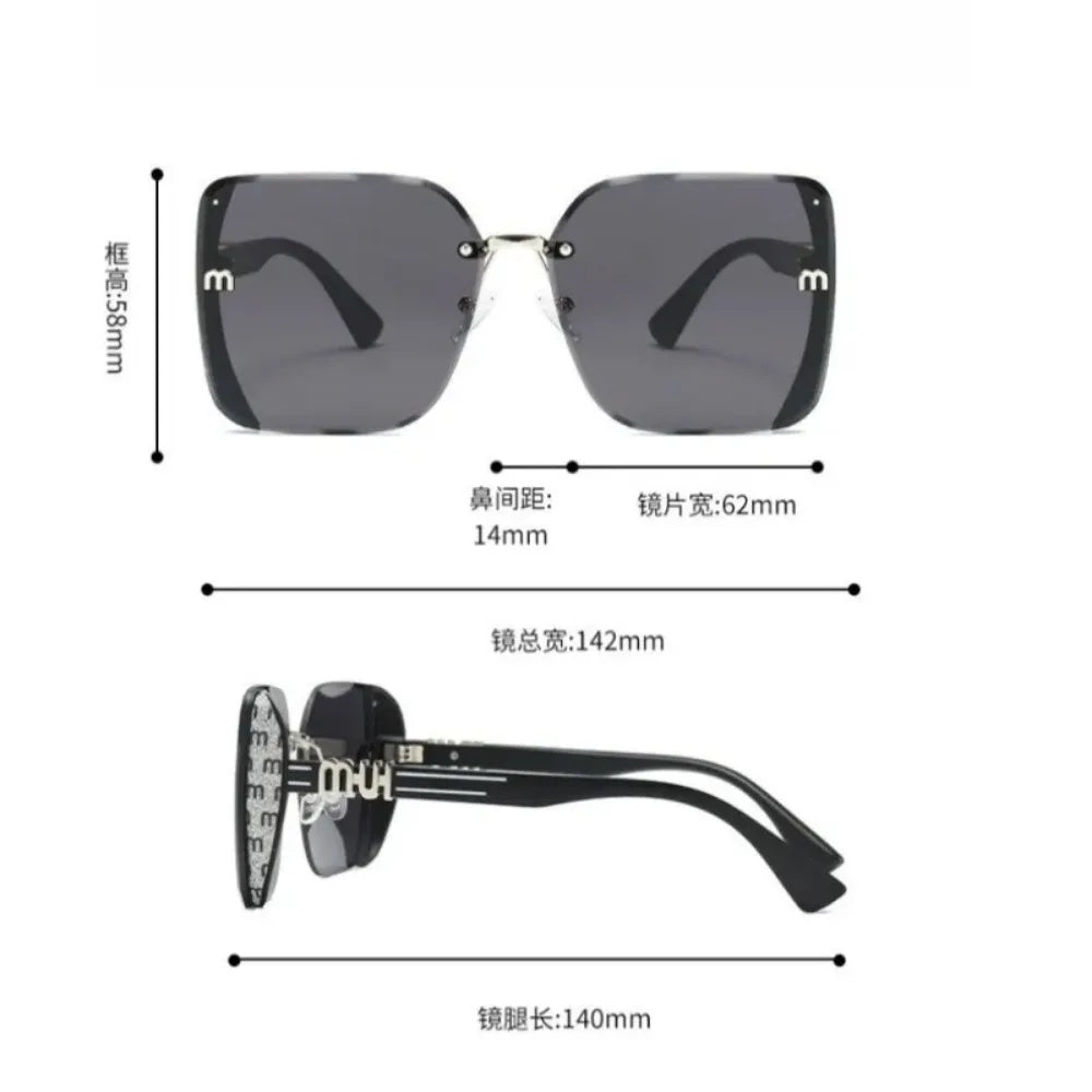 Oversized M letter women's sunglasses by HSF Marketplace featuring square frame, light luxury style for outdoor travel and street wear.
