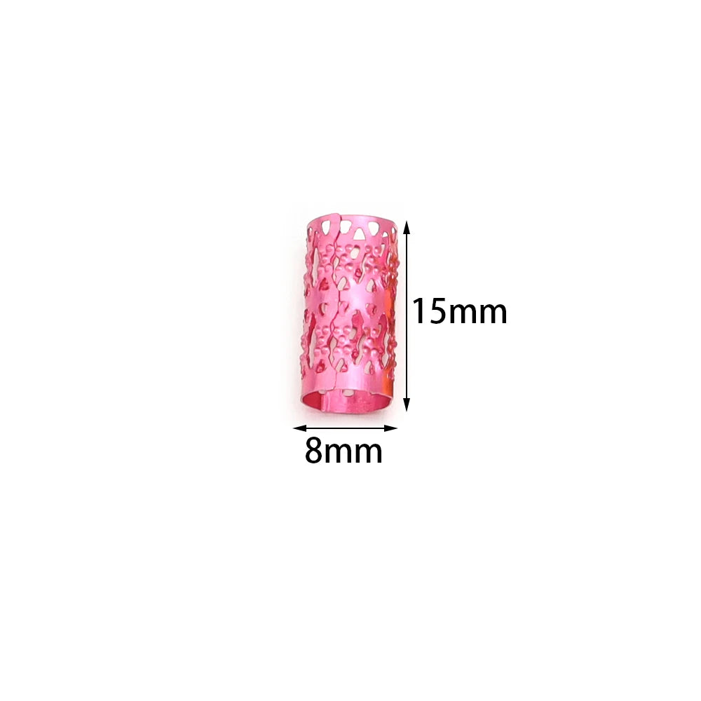 100Pcs Metal Hair Tube Adjustable Dreadlock Dread Braids Beads Cuffs Clip for Women Men Kids Hair Accessories Styling Tools