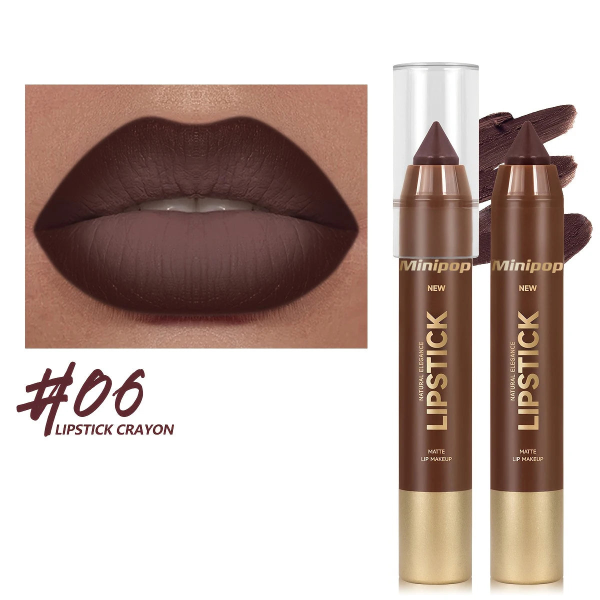 HSF Marketplace silky velvet matte lipstick lipliner in 6 colors, waterproof, long-lasting, and natural lip contour makeup pen.