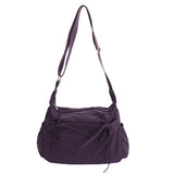 Women’s checkered nylon sling bag with drawstring, large capacity trendy crossbody handbag for shopping and casual outings.